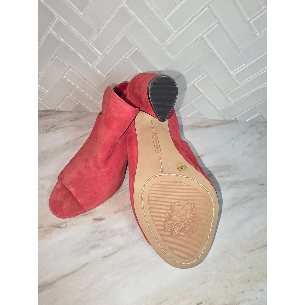 Vince Camuto Gerty Suede Block Heel High Vamp Mules, Size 5.5 Glamour Red - Picture 5 of 6